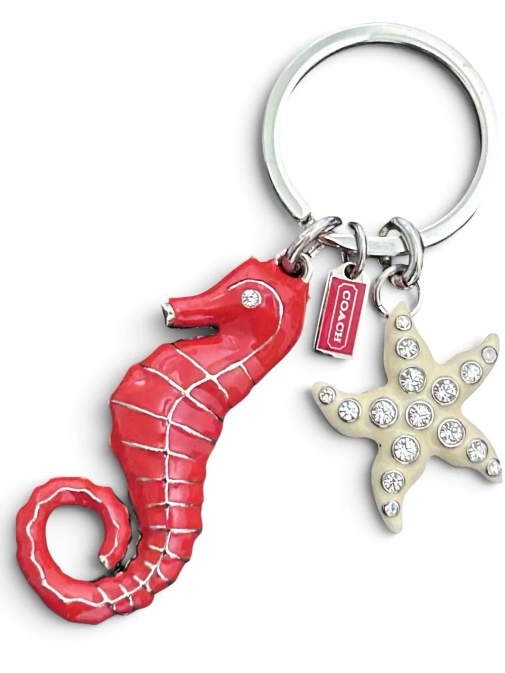 COACH Enameled Seahorse and Starfish Bag Charm Keyring